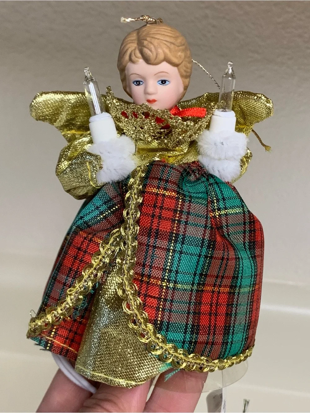 3 Trim A Home Angel Mini Tree Topper Pigtail Light Up Ornaments Kmart 5” Vtg